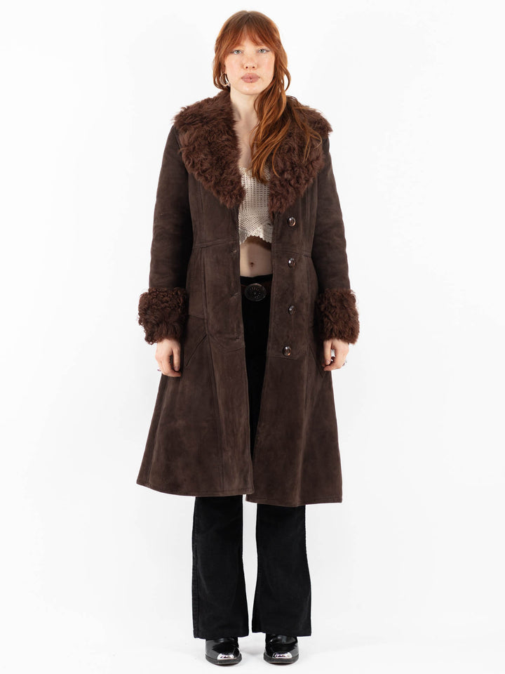 Vintage 70's Women Sheepskin Coat in BrownV9801