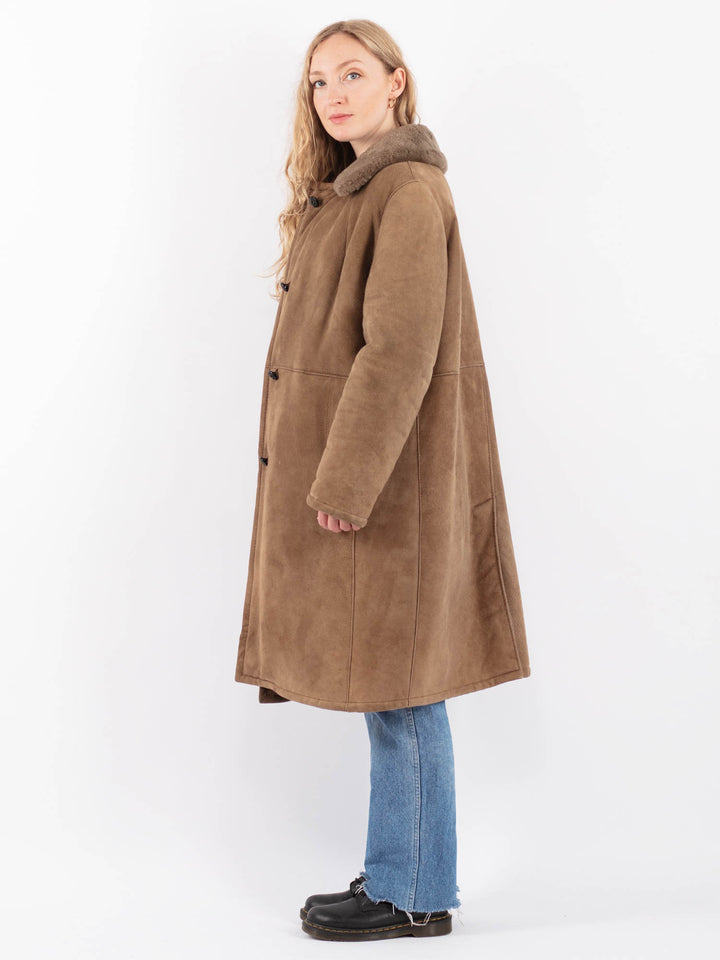 Vintage 70's Women Sheepskin Coat in BeigeV9496