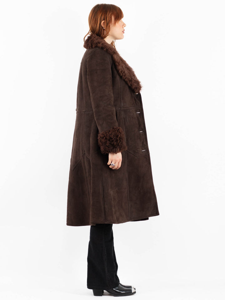 Vintage 70's Women Sheepskin Coat in BrownV9801