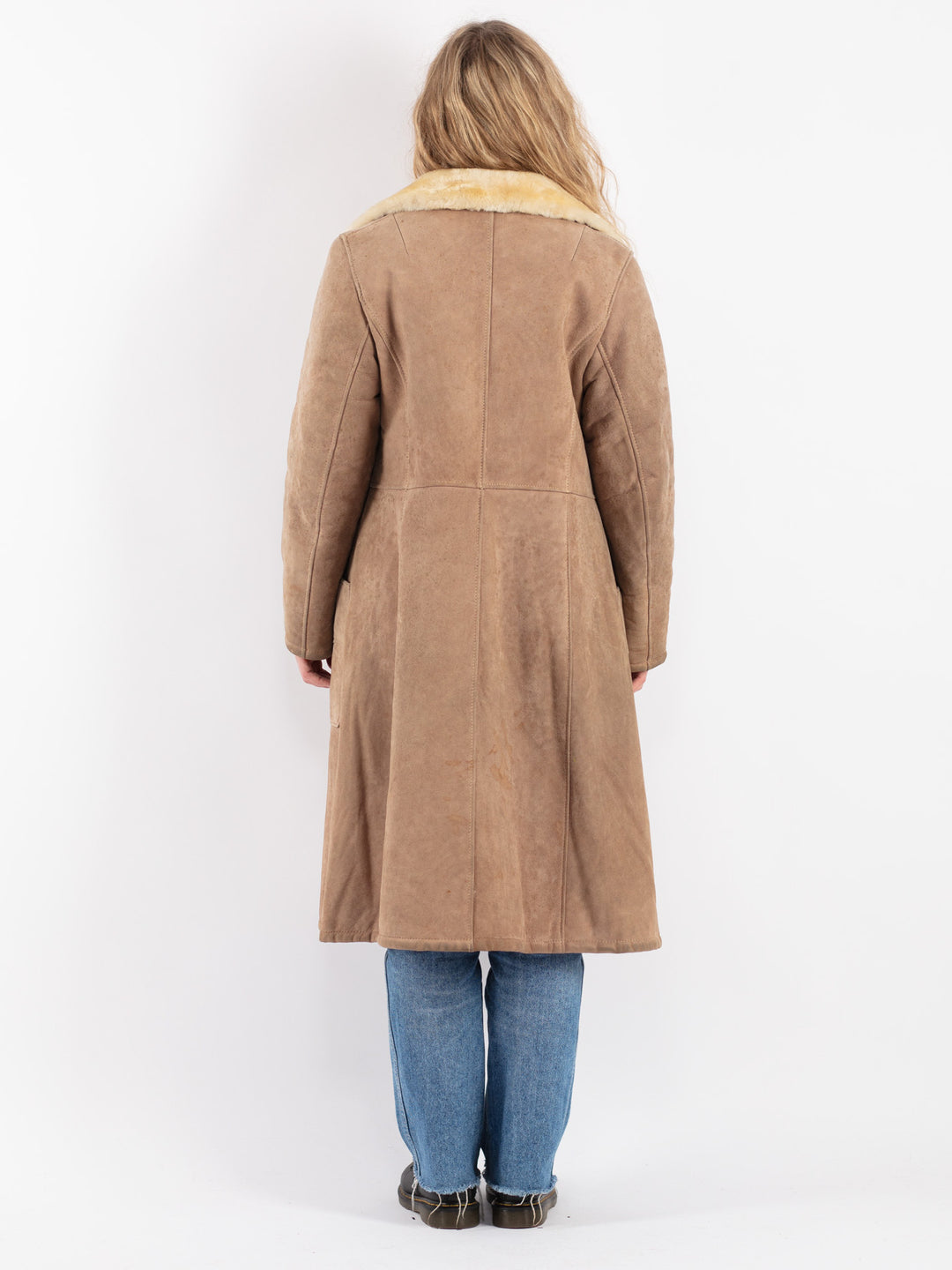 Vintage 70's Women Sheepskin Coat in Beige