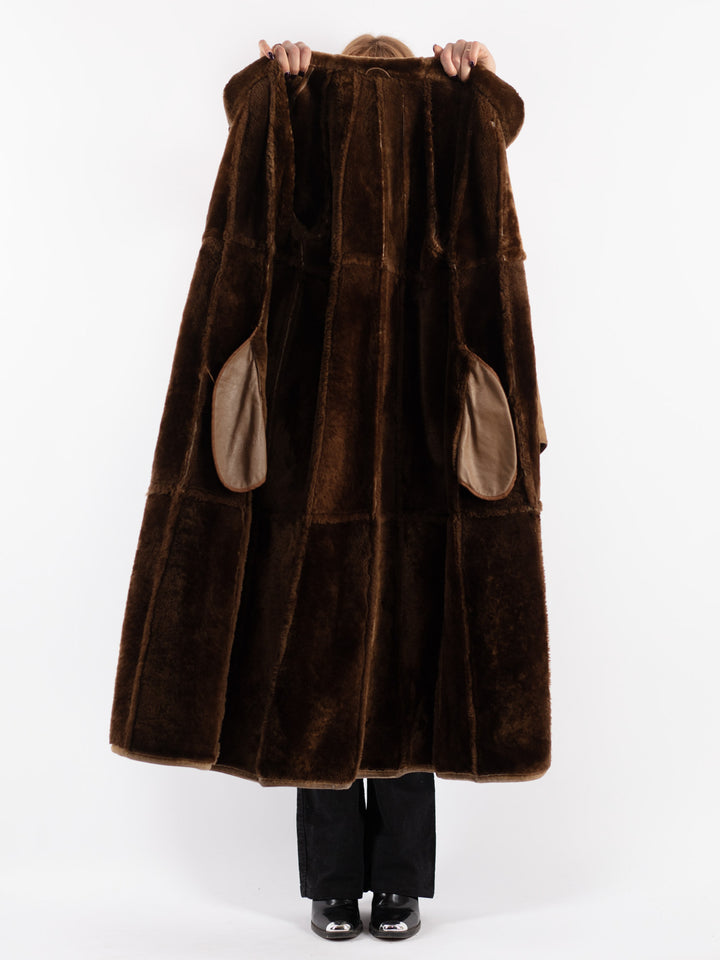 Vintage 70's Women Sheepskin Coat in Beige