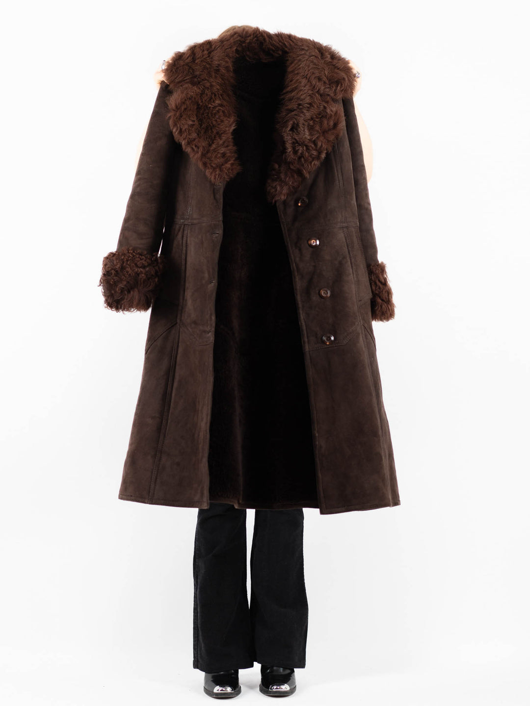 Vintage 70's Women Sheepskin Coat in BrownV9801