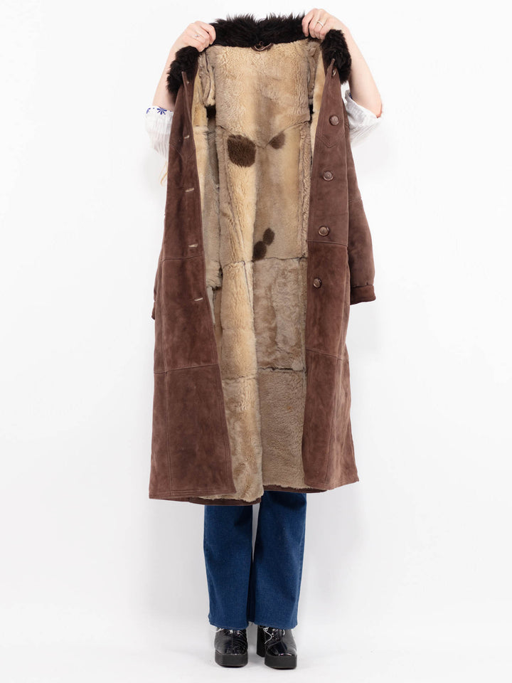 Vintage 70's Women Sheepskin Coat in BrownA1035