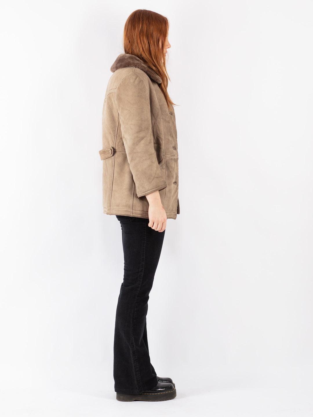 Vintage 70's Women Sheepskin Coat in Beige