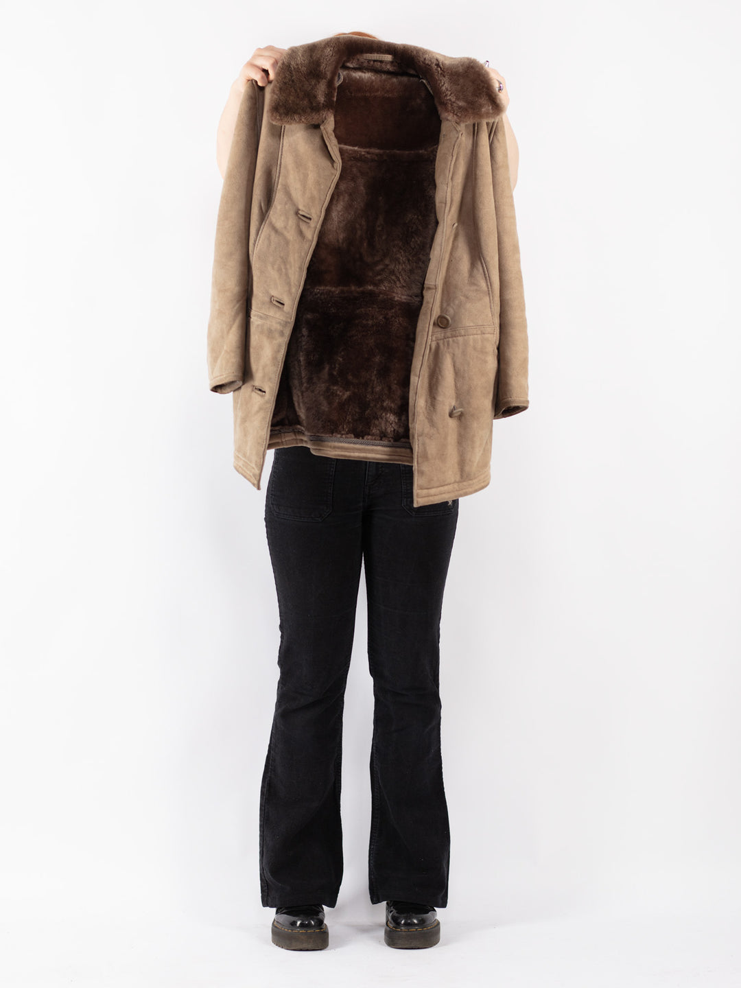 Vintage 70's Women Sheepskin Coat in Beige