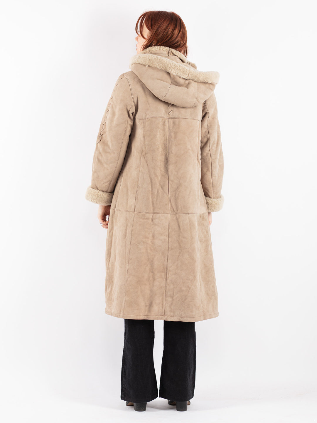 Vintage 70's Women Sheepskin Coat in Beige