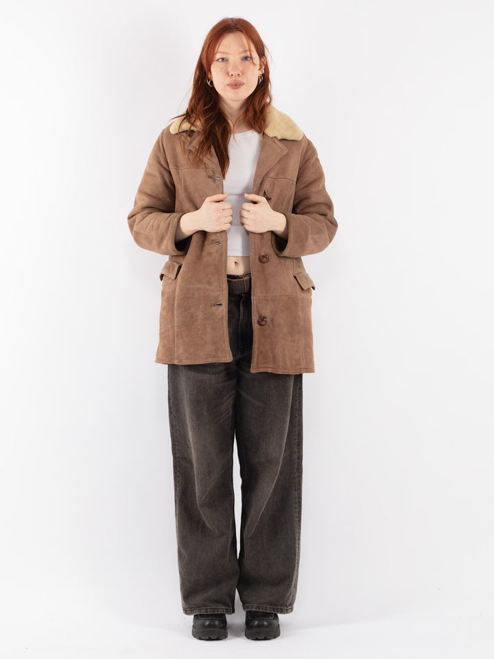 Vintage 70's Women Sheepskin Coat in BrownV8496