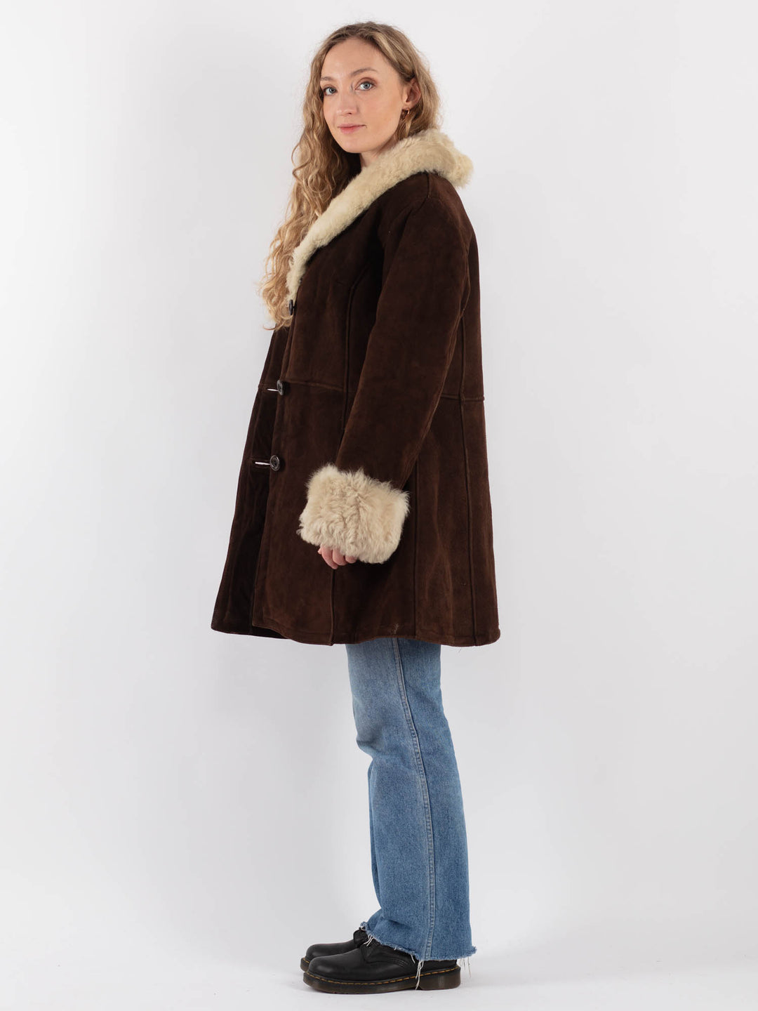 Vintage 70's Women Sheepskin Coat in BrownV9257