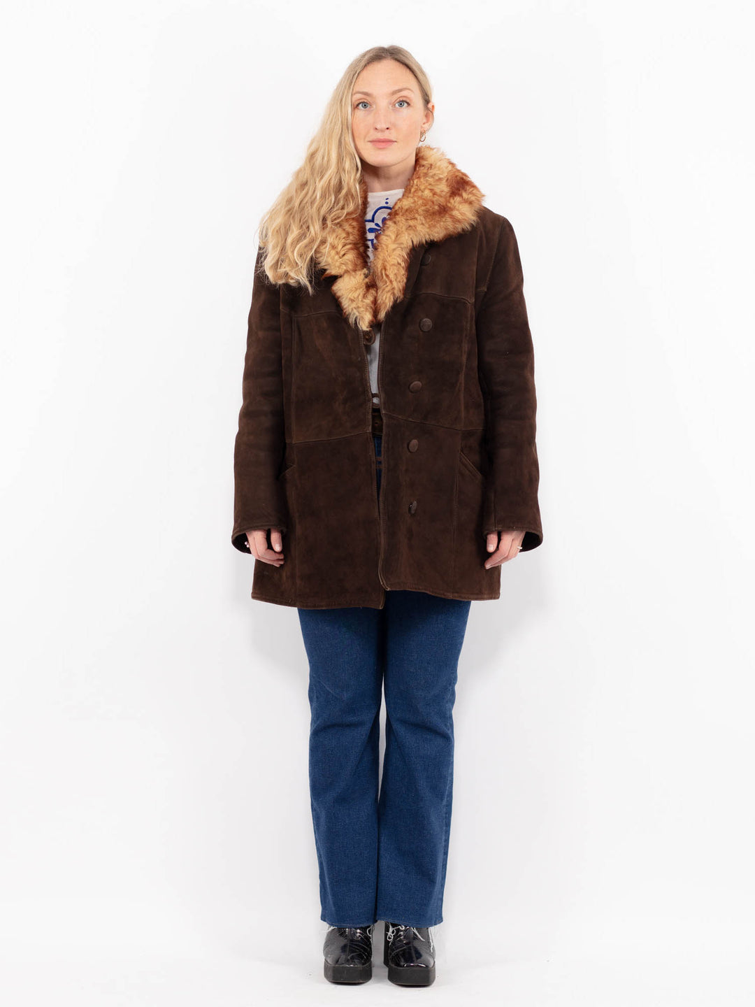 Vintage 70's Women Sheepskin Coat in BrownA1037