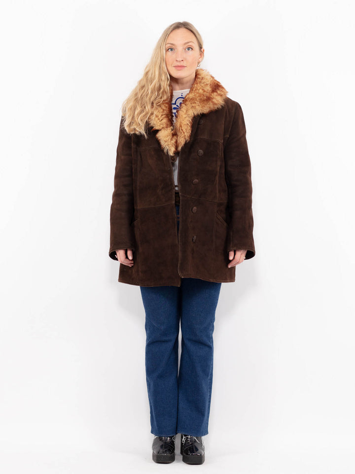 Vintage 70's Women Sheepskin Coat in BrownA1037