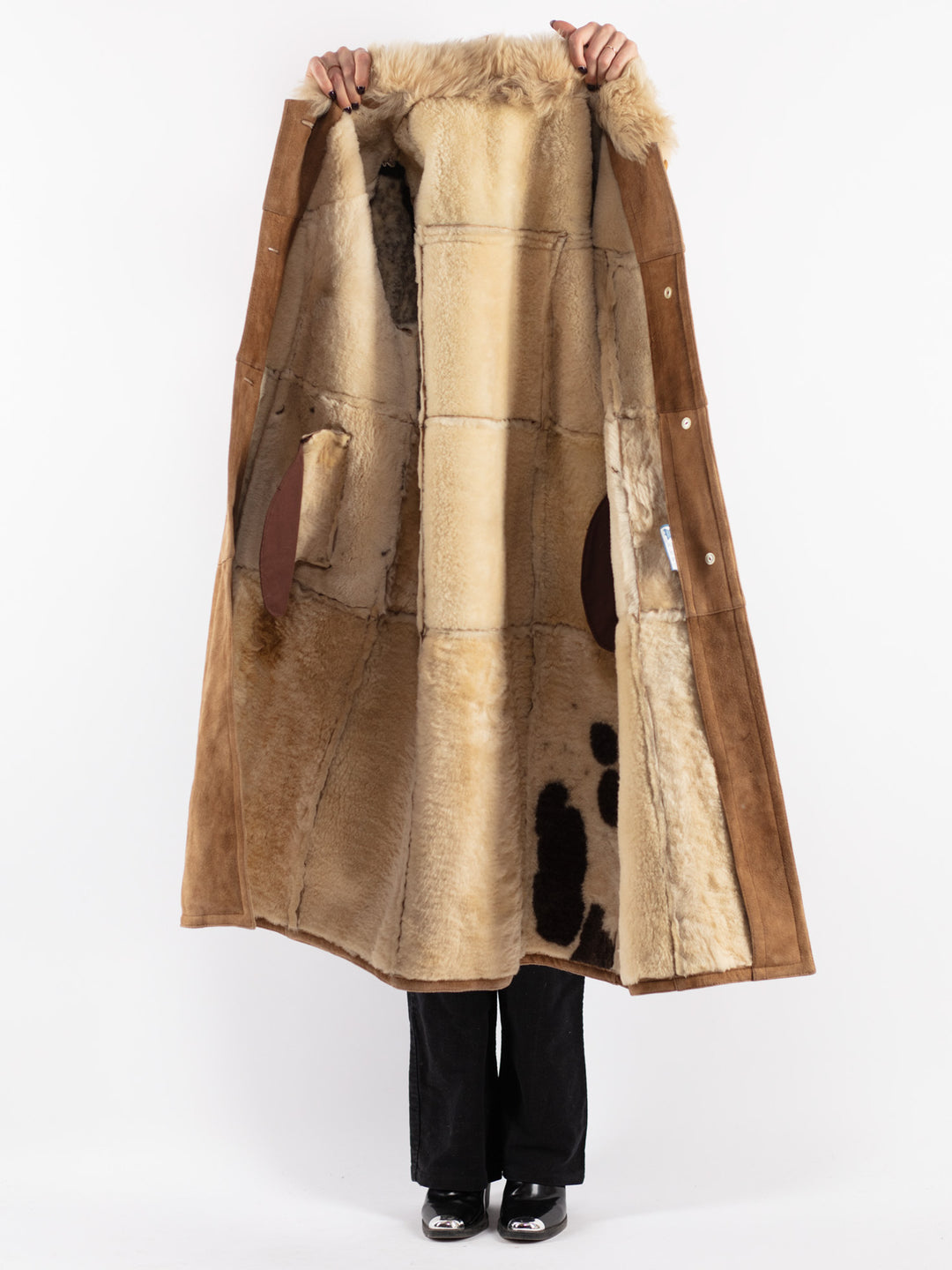 Vintage 70's Women Sheepskin Coat in Beige