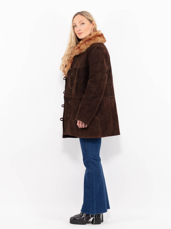 Vintage 70's Women Sheepskin Coat in BrownA1037