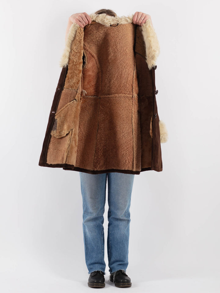 Vintage 70's Women Sheepskin Coat in BrownV9257