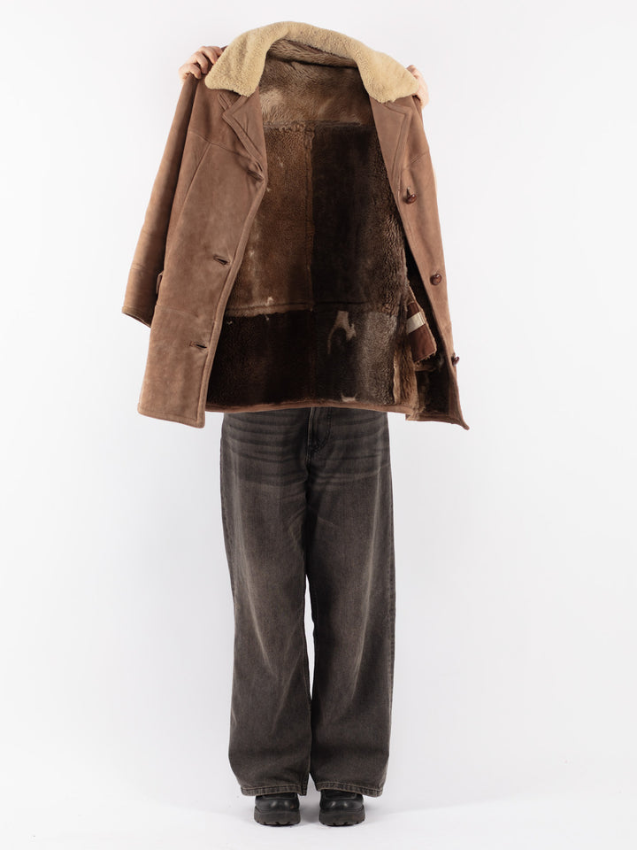 Vintage 70's Women Sheepskin Coat in BrownV8496