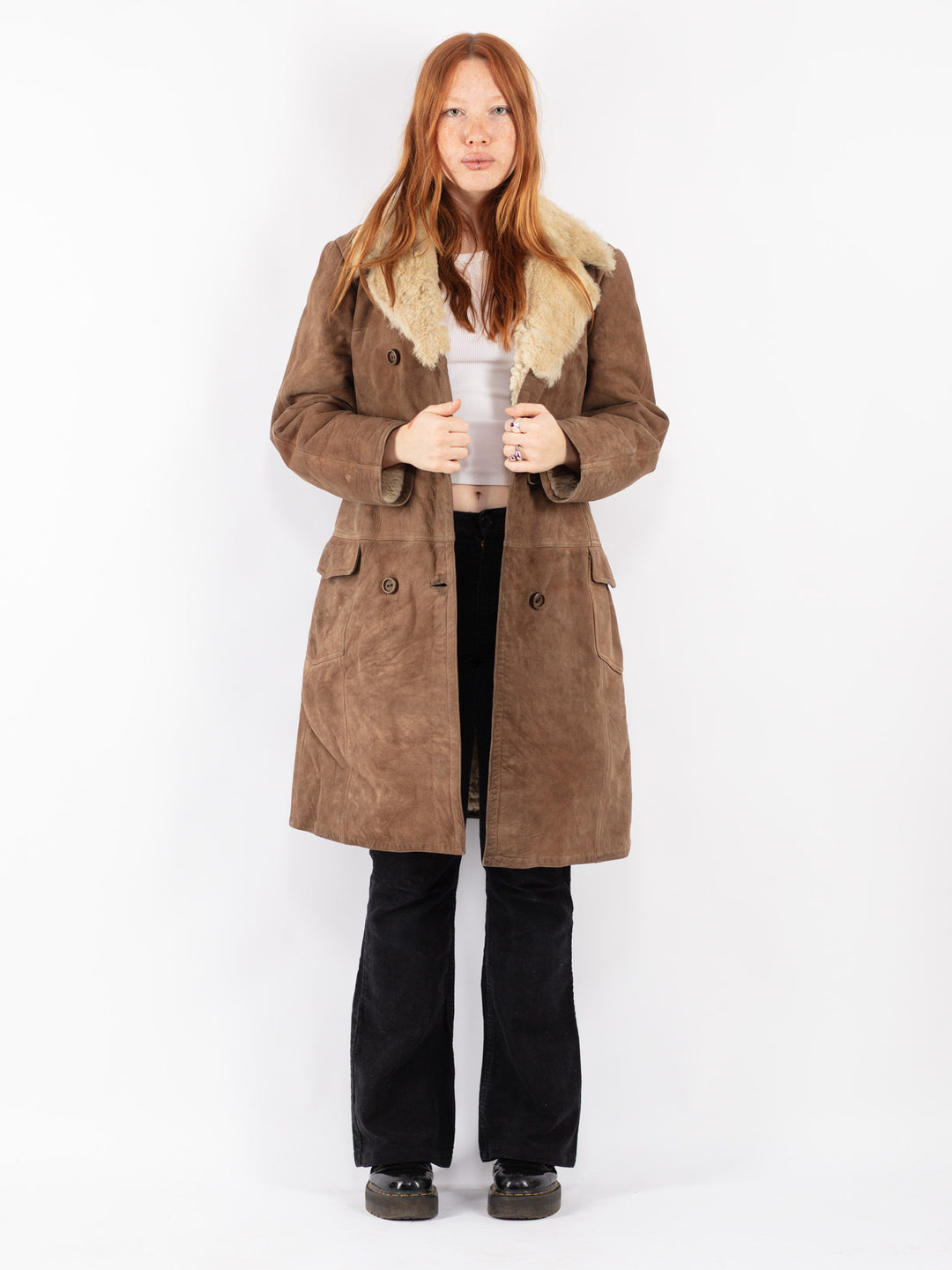 Vintage 70's Women Sheepskin Coat in Brown