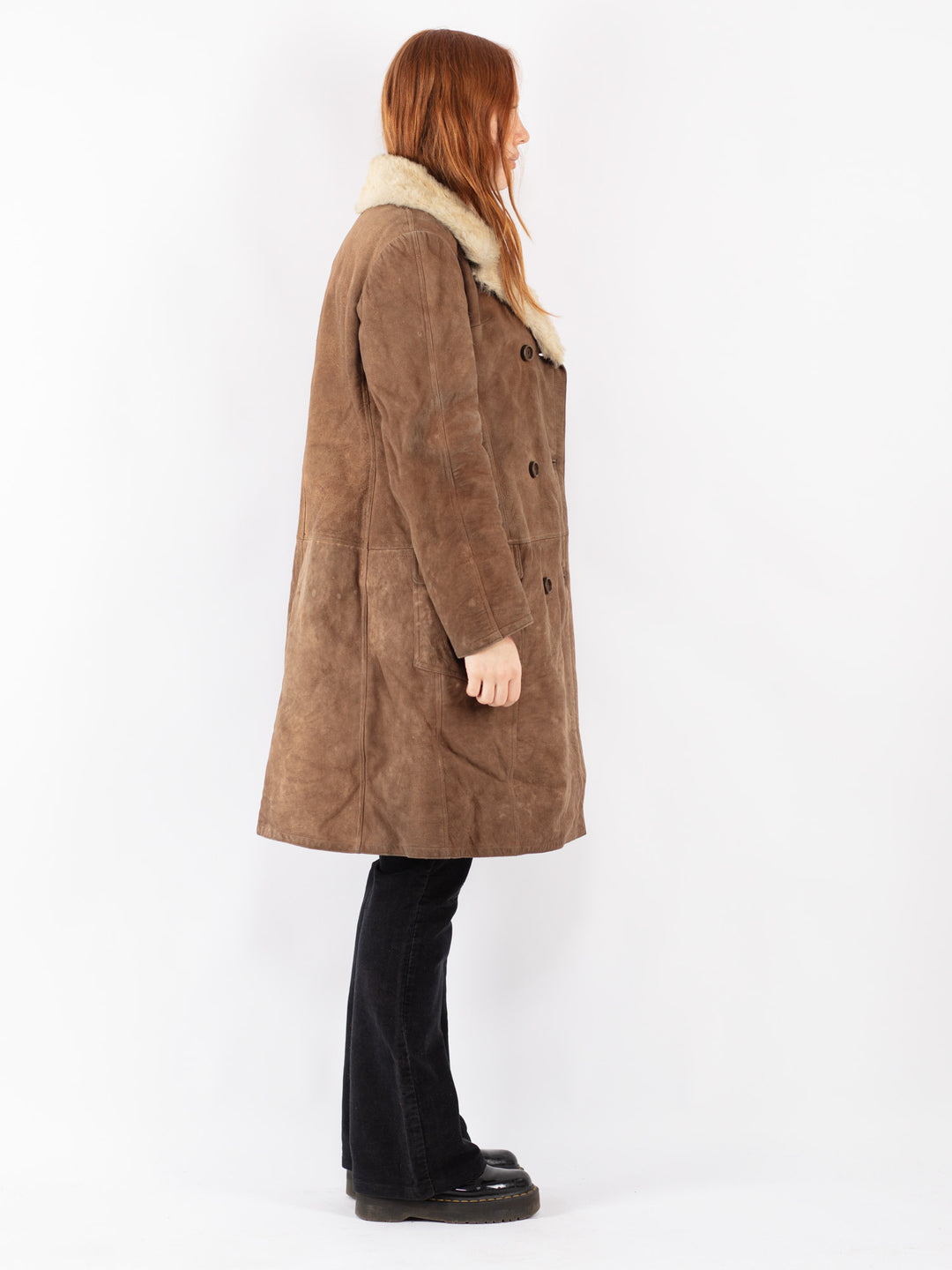 Vintage 70's Women Sheepskin Coat in Brown