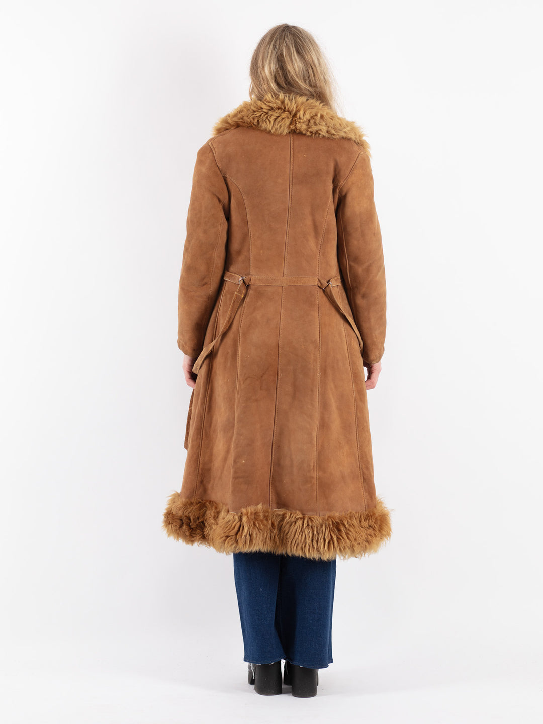 Vintage 70's Women Sheepskin Coat in Brown