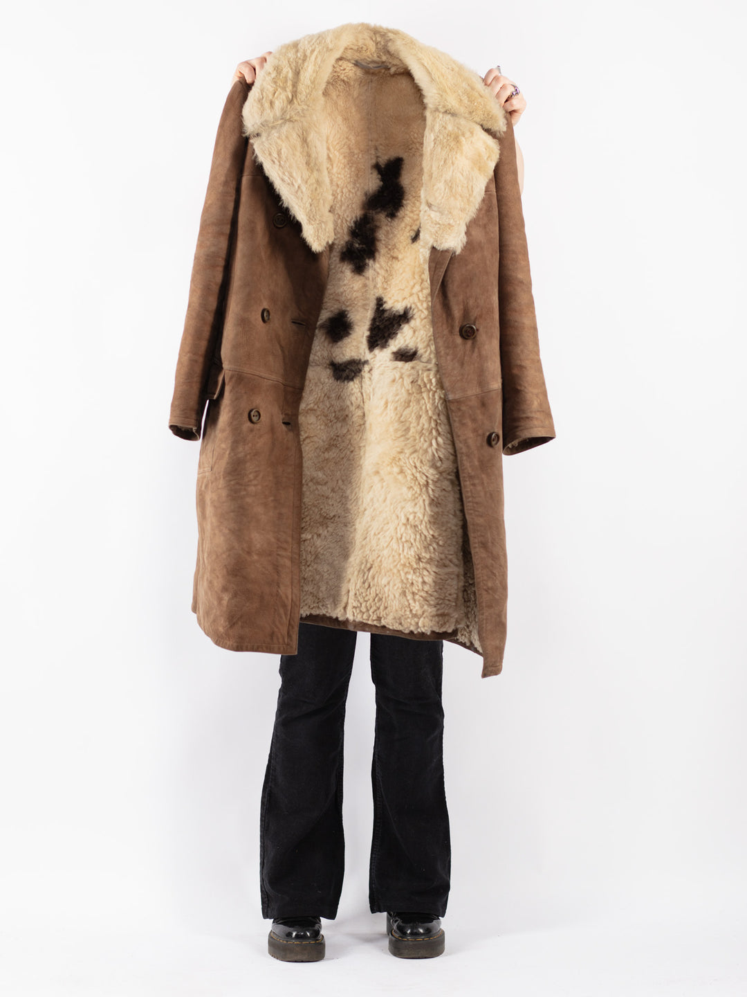 Vintage 70's Women Sheepskin Coat in Brown