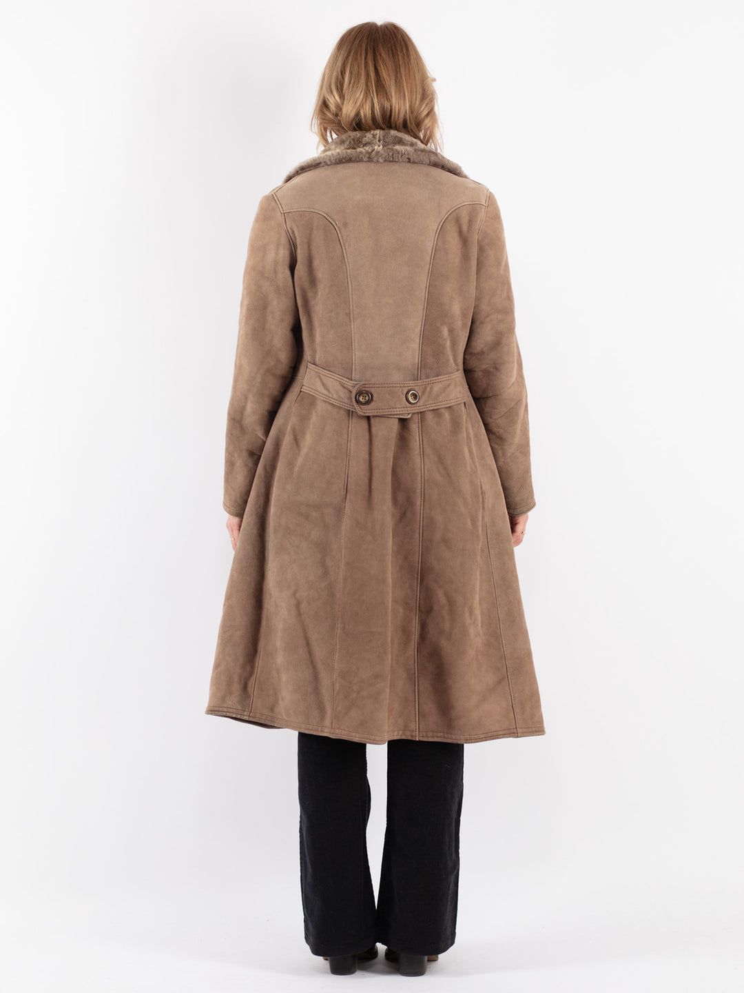 Vintage 70's Women Shearling Coat in Beige