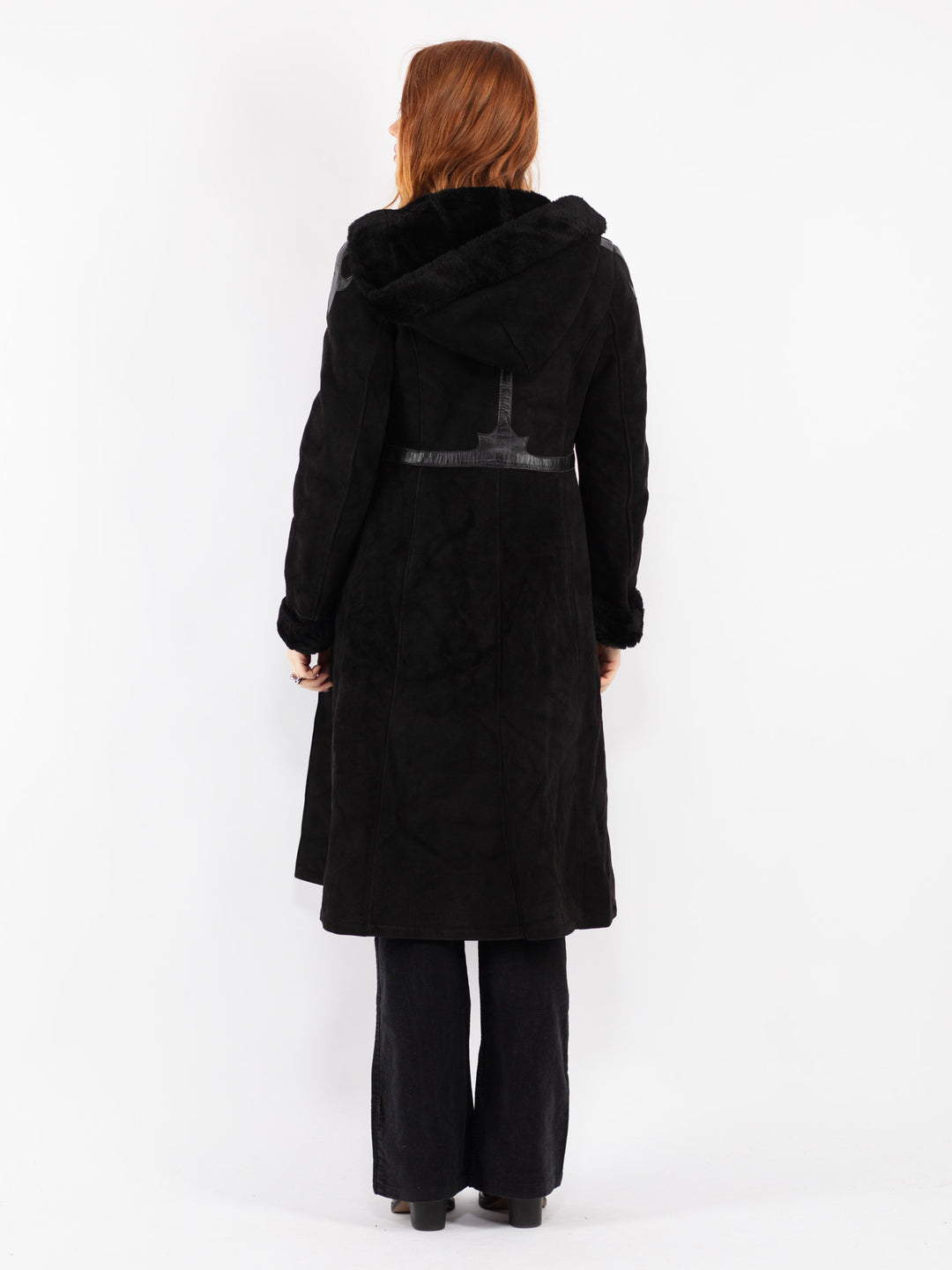 Vintage 70's Women Sheepskin Coat in Black