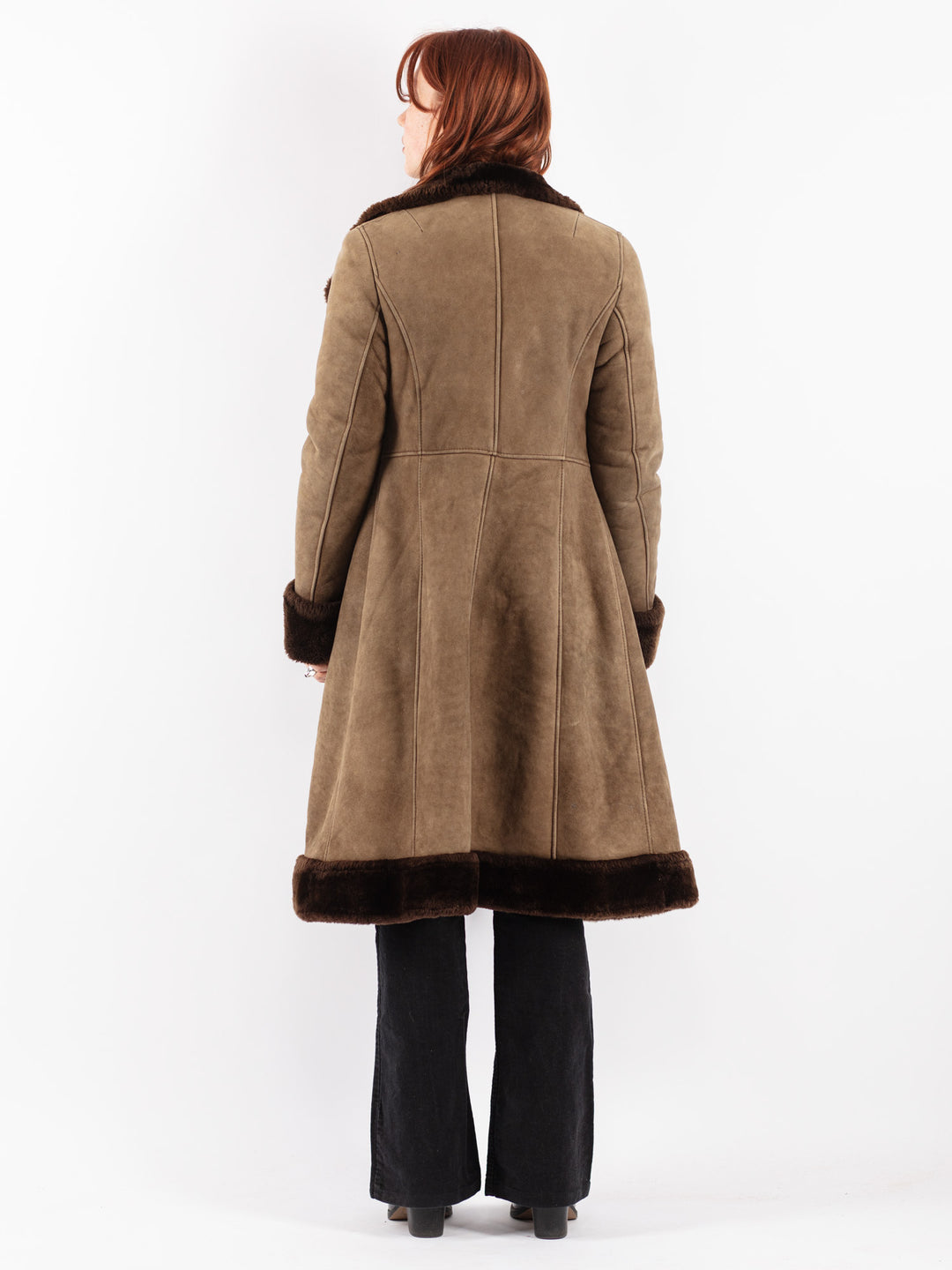 Vintage 70's Women Sheepskin Coat in Beige