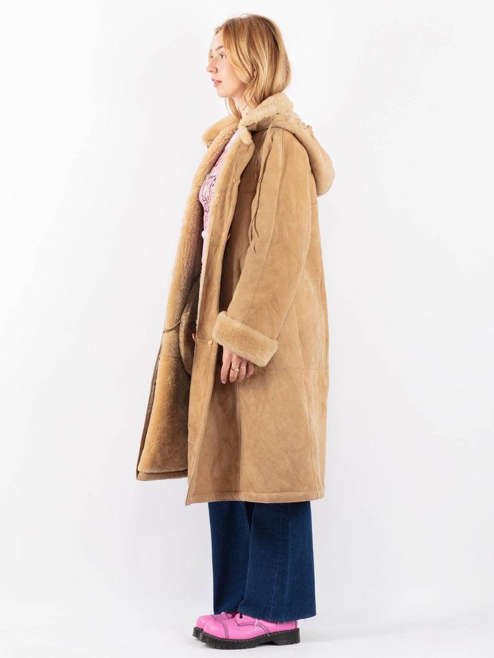Vintage 70's Women Sheepskin Coat in BeigeV9574