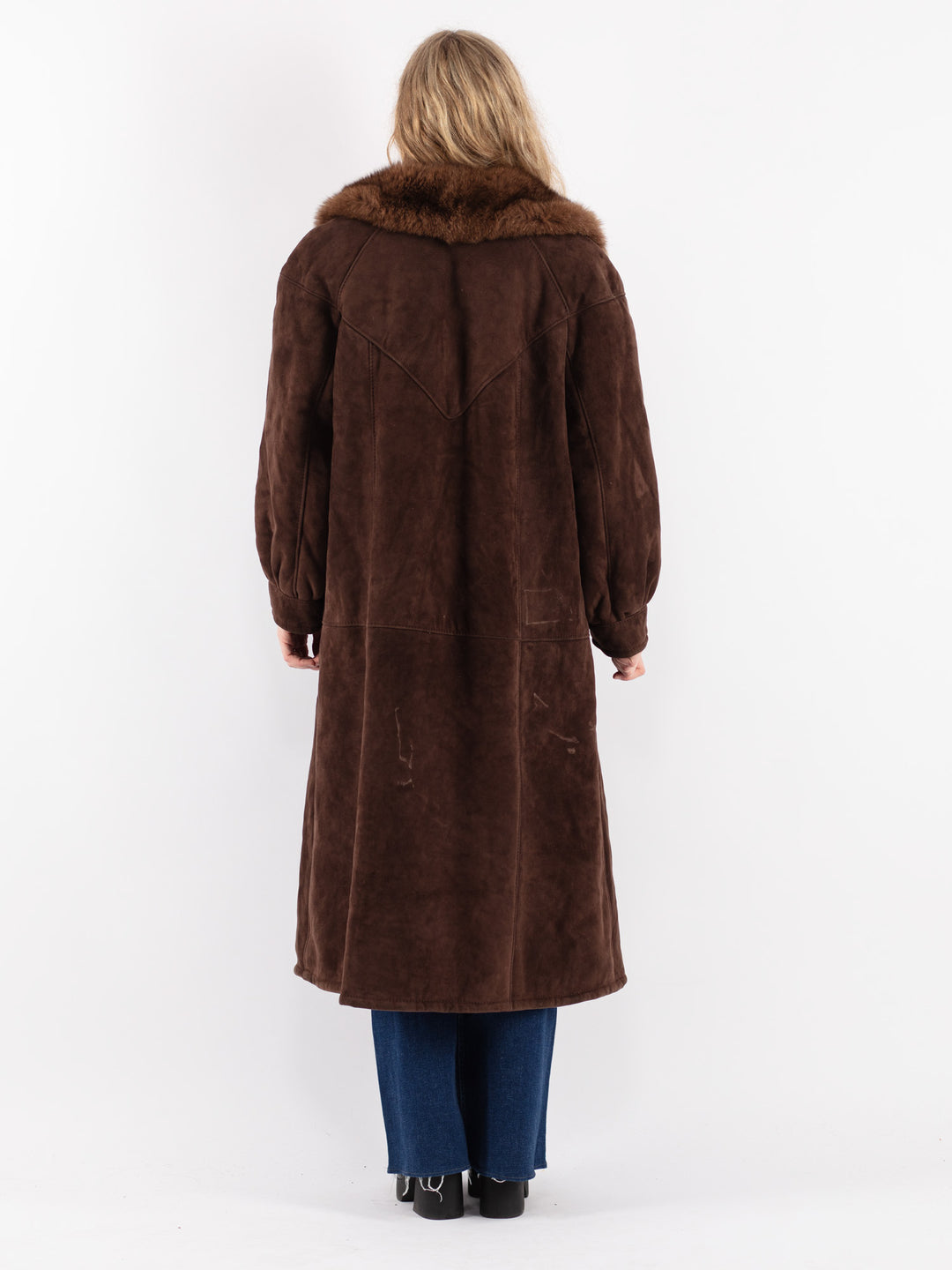 Vintage 70's Women Sheepskin Coat in Brown