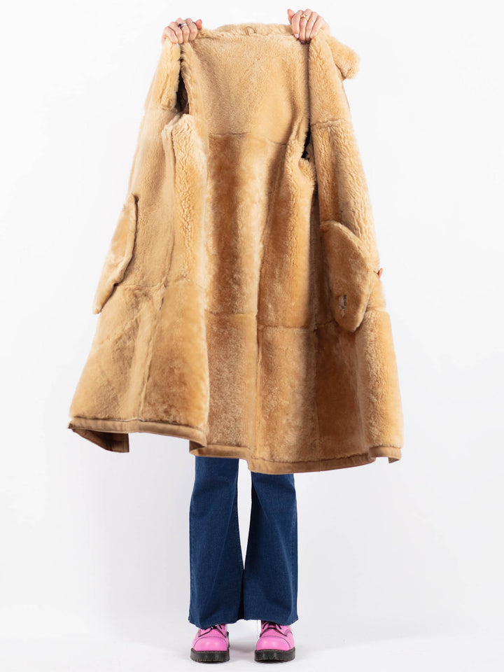 Vintage 70's Women Sheepskin Coat in BeigeV9574