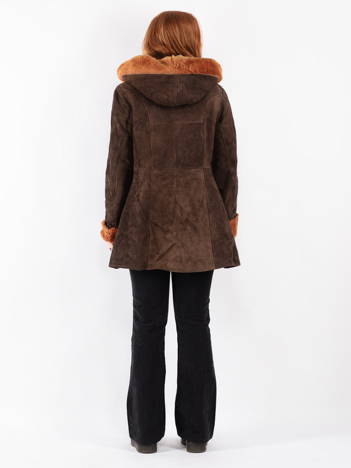 Vintage 70's Women Sheepskin Coat in Brown