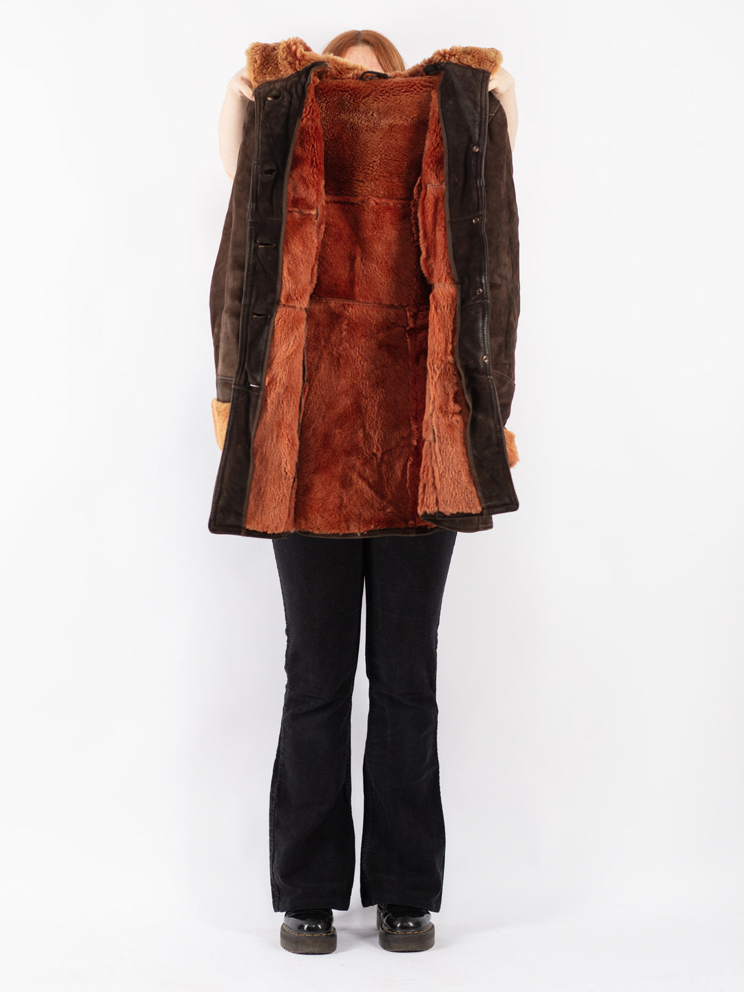 Vintage 70's Women Sheepskin Coat in Brown