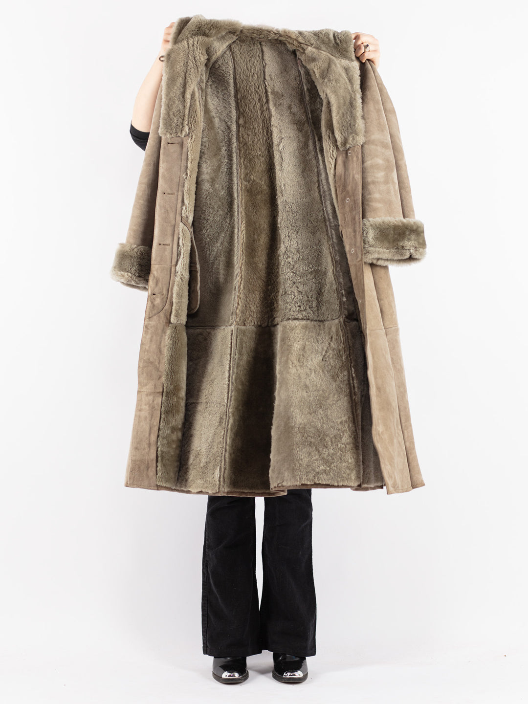 Vintage 70's Women Sheepskin Coat in Beige