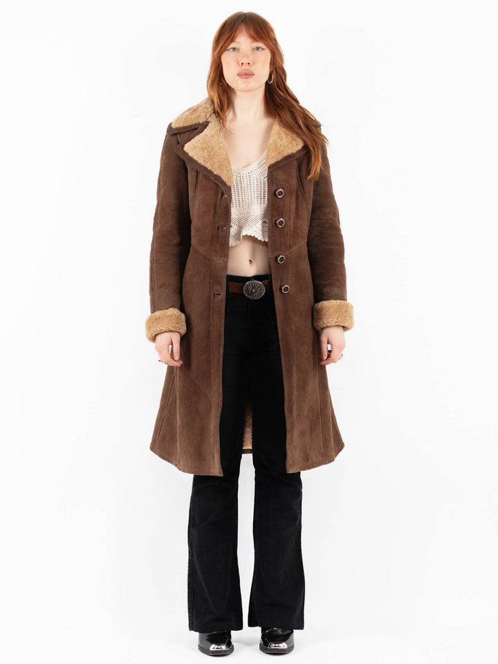 Vintage 70's Women Sheepskin Coat in BrownV9811
