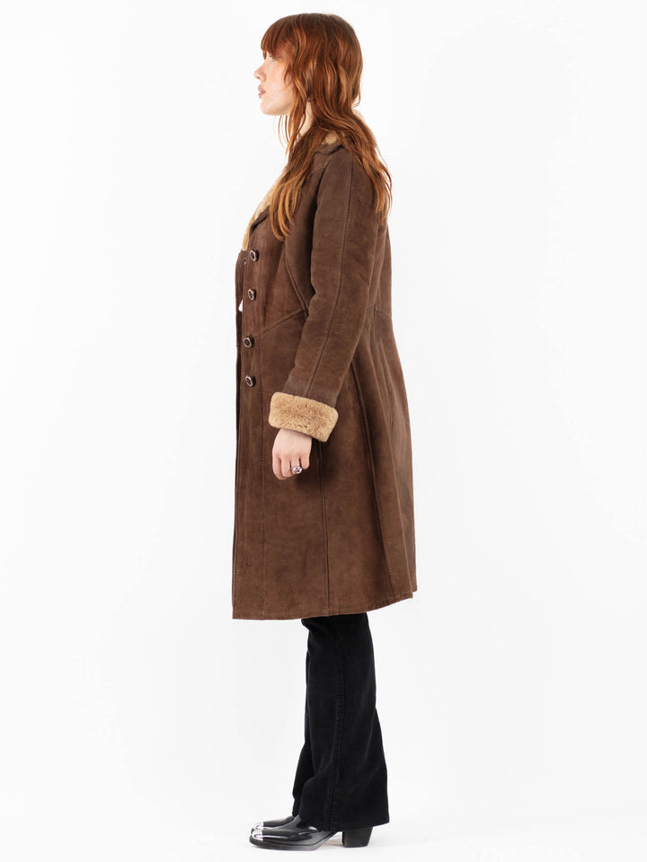 Vintage 70's Women Sheepskin Coat in BrownV9811
