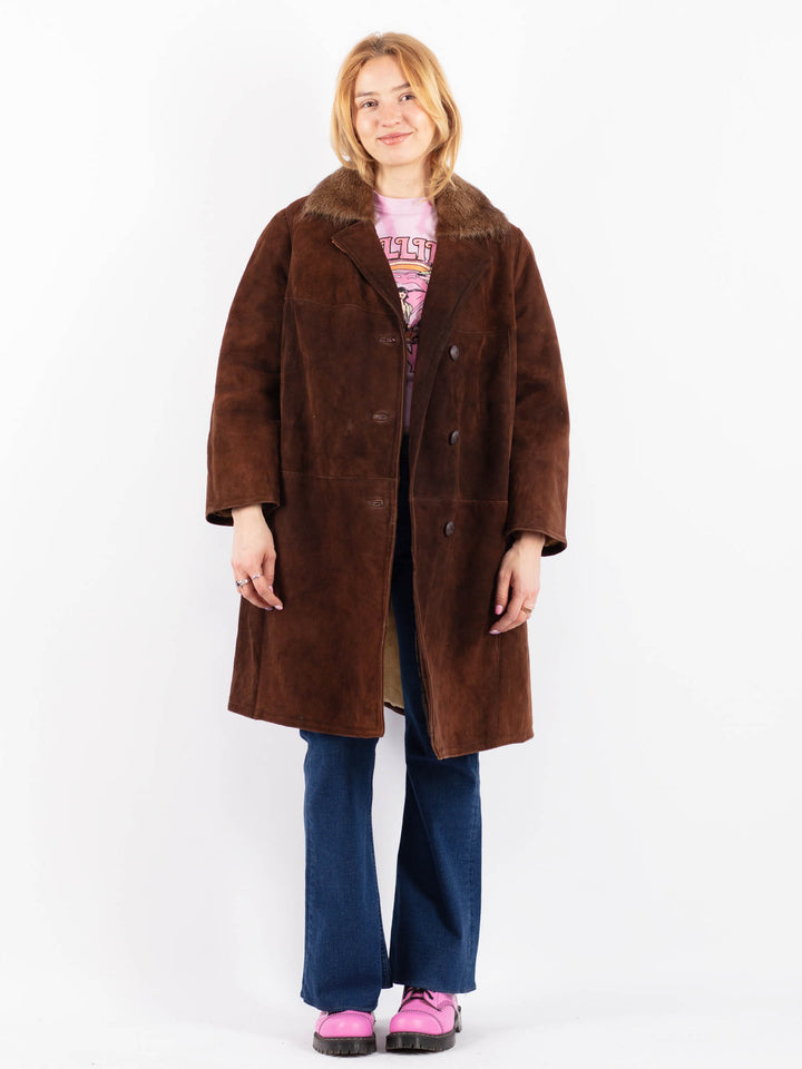 Vintage 70's Women Sheepskin Coat in BrownV9576