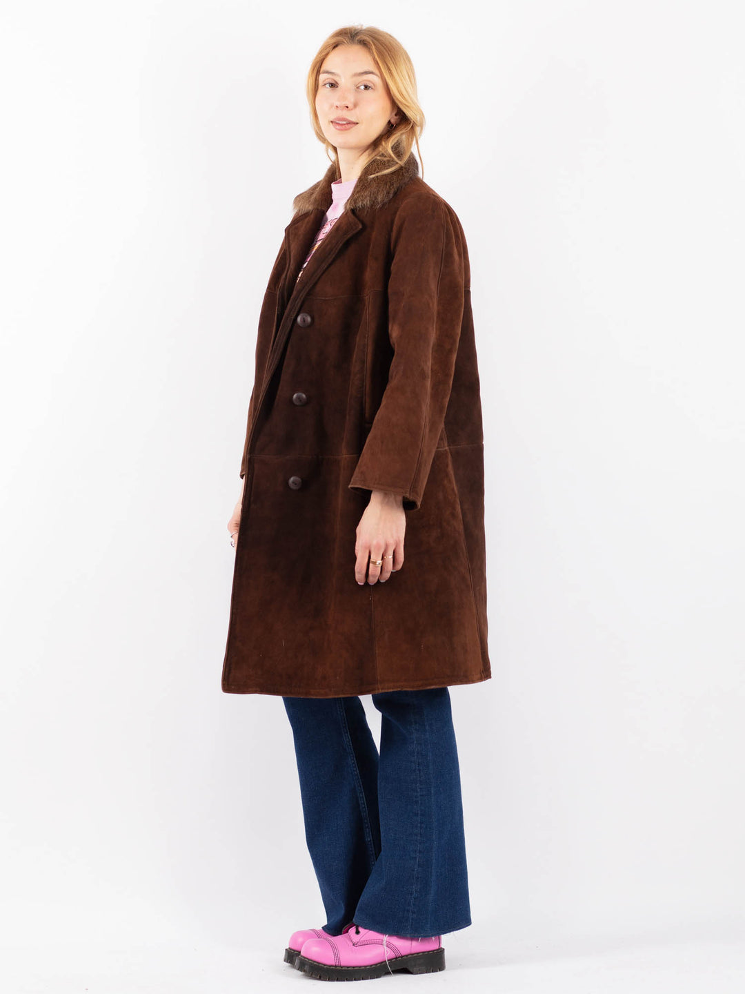 Vintage 70's Women Sheepskin Coat in BrownV9576