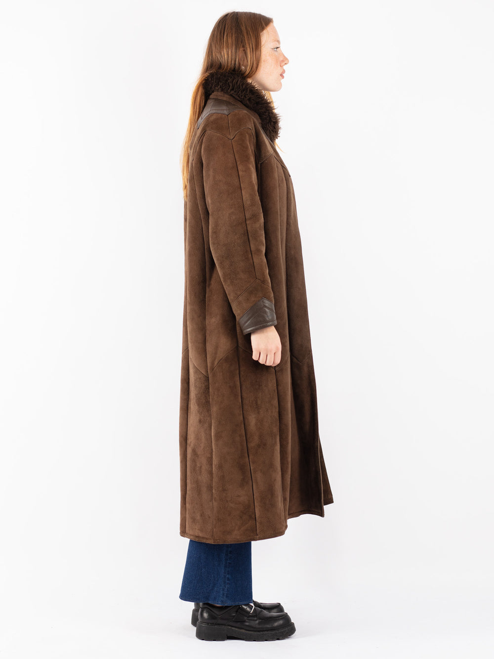 Vintage 70's Women Sheepskin Coat in Brown