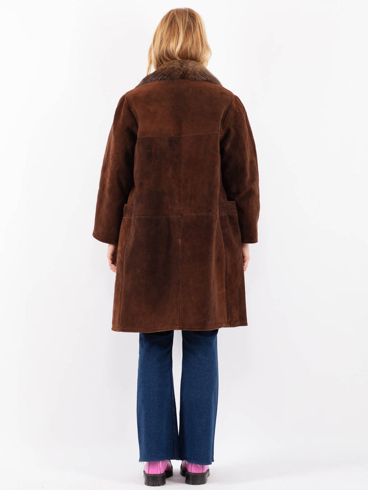 Vintage 70's Women Sheepskin Coat in BrownV9576