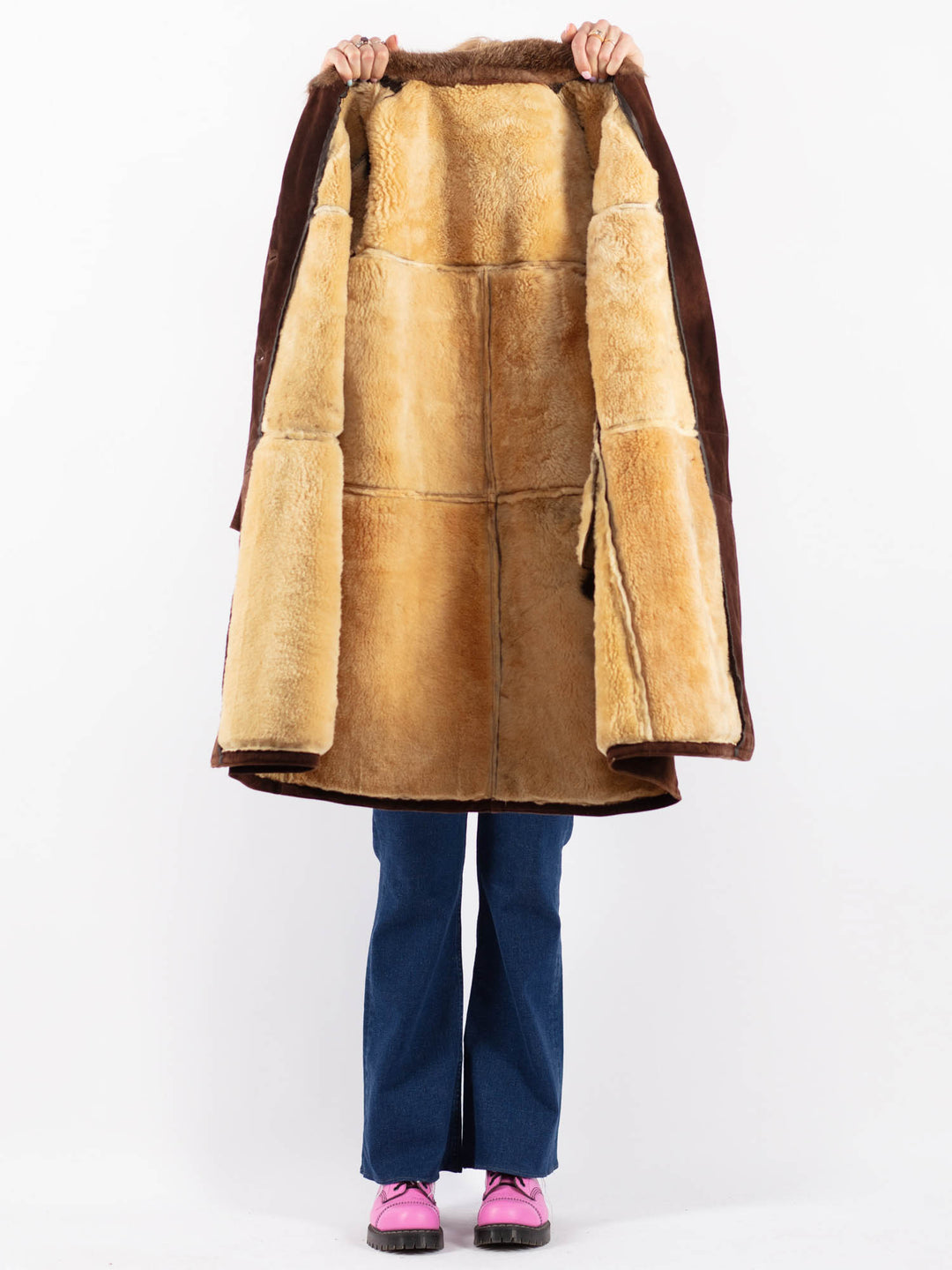 Vintage 70's Women Sheepskin Coat in BrownV9576