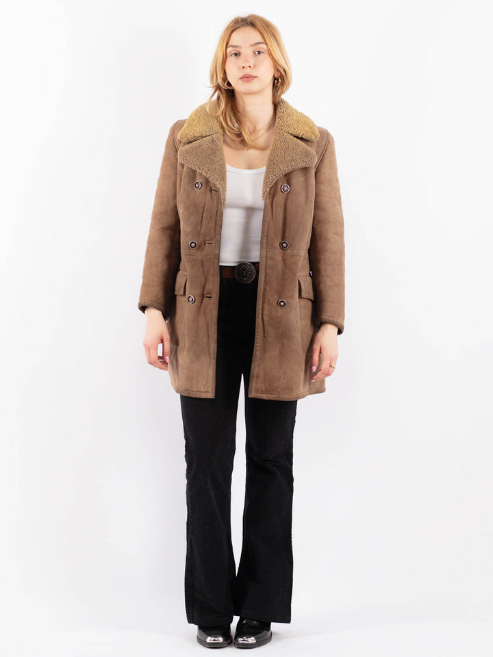 Vintage 70's Women Sheepskin Coat in BeigeV9679