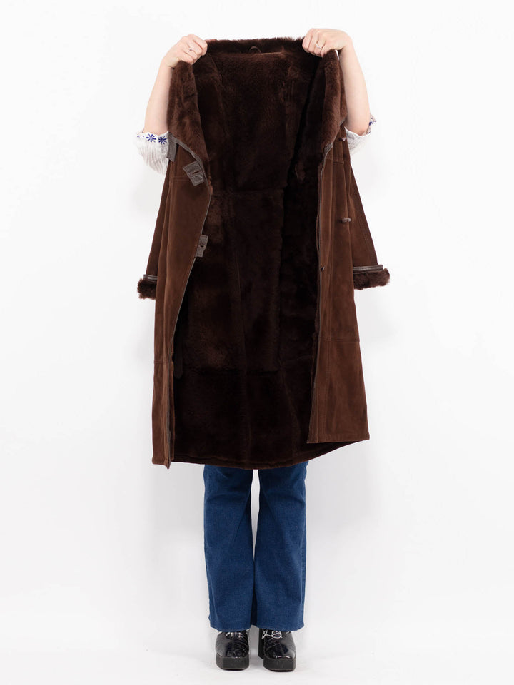 Vintage 70's Women Sheepskin Coat in BrownA1046
