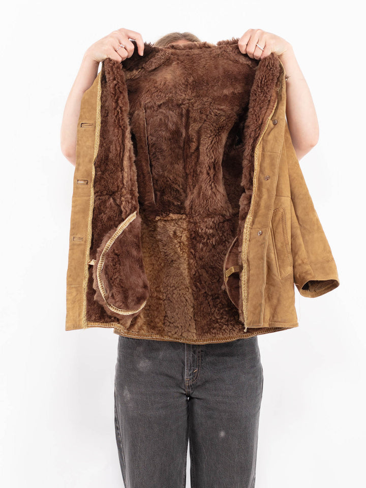Vintage 70's Women Sheepskin Coat in BrownA0660