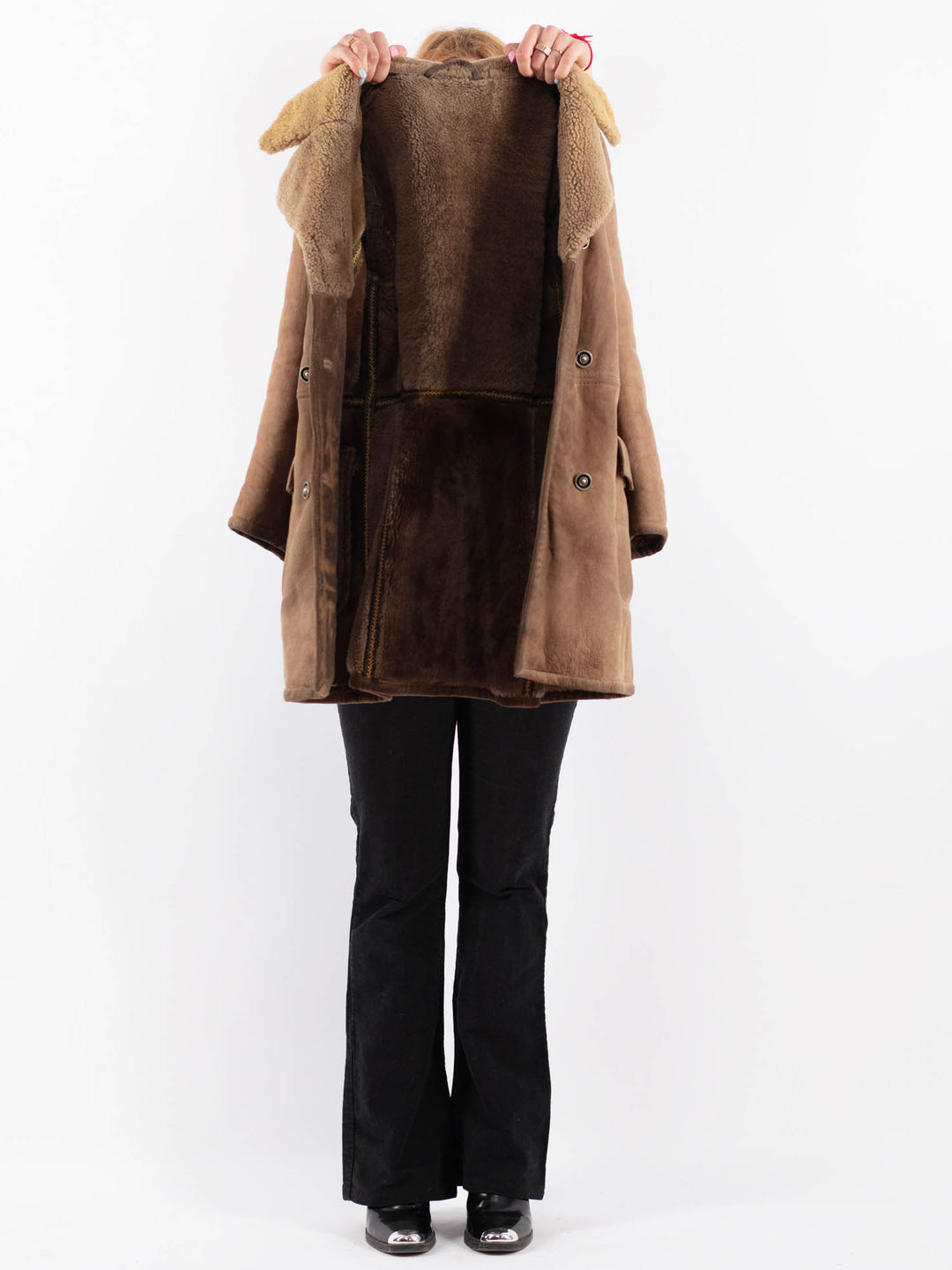 Vintage 70's Women Sheepskin Coat in BeigeV9679