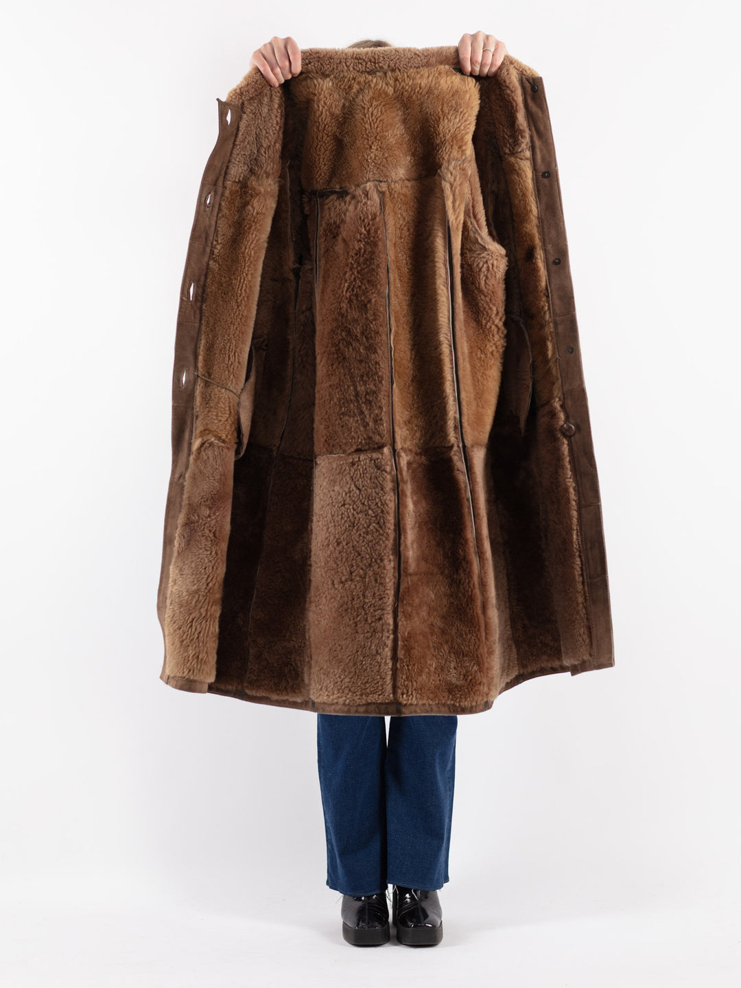 Vintage 70's Women Sheepskin Coat in Beige