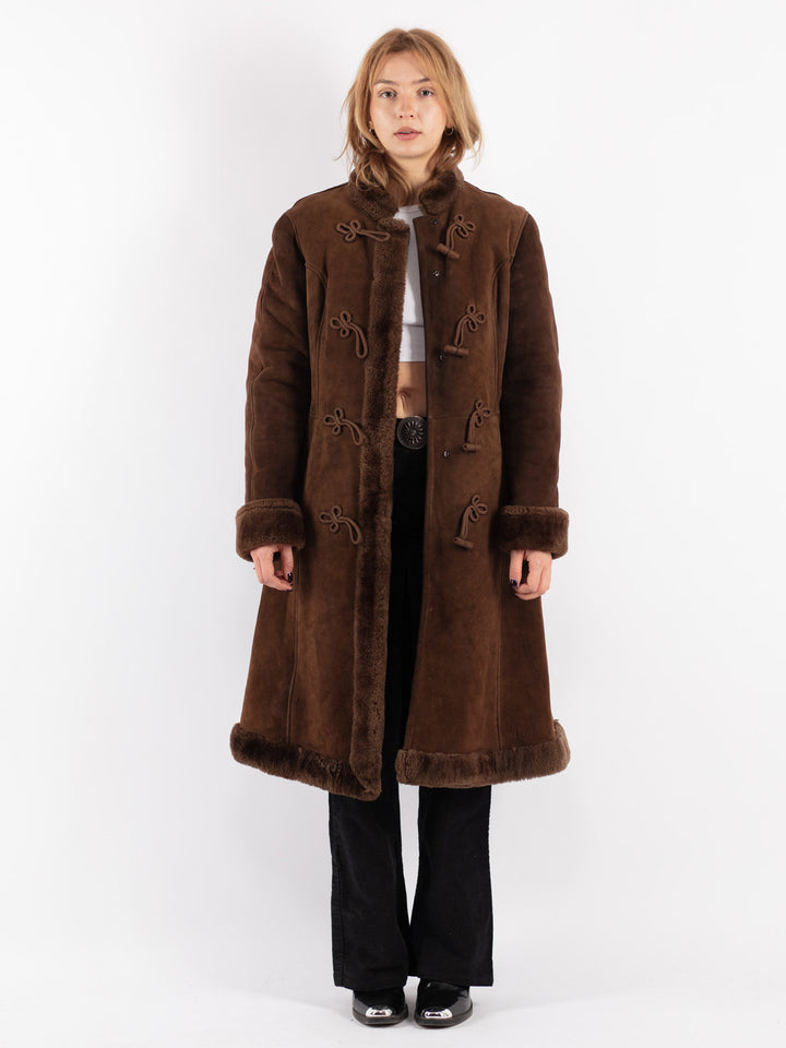 Vintage 70's Women Sheepskin Coat in Brown