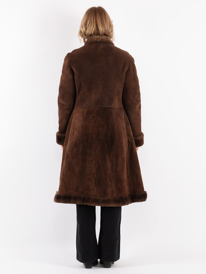 Vintage 70's Women Sheepskin Coat in Brown