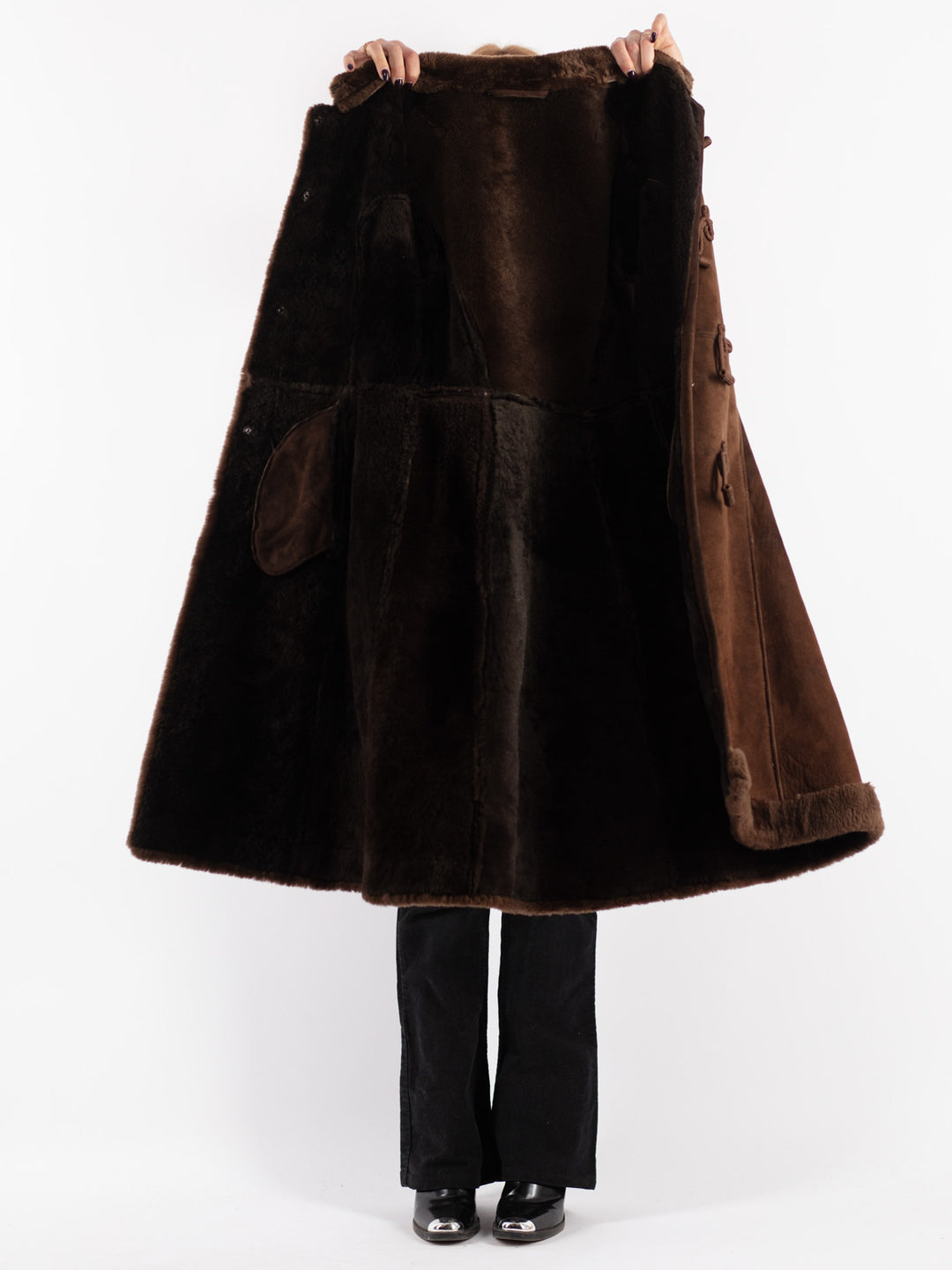 Vintage 70's Women Sheepskin Coat in Brown