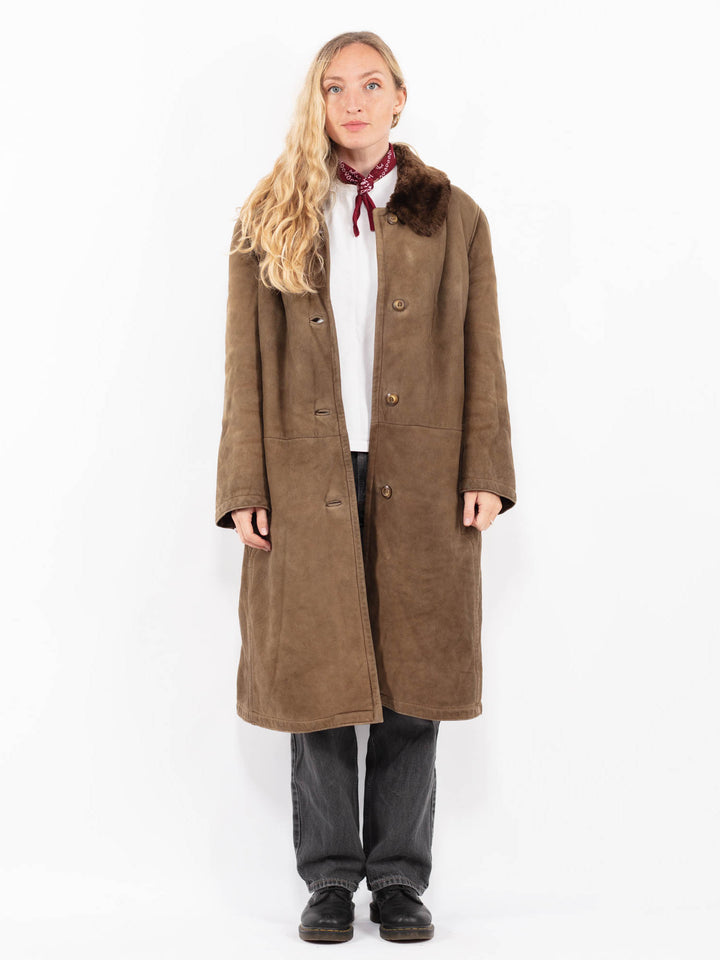 Vintage 70's Women Sheepskin Coat in BeigeA0663
