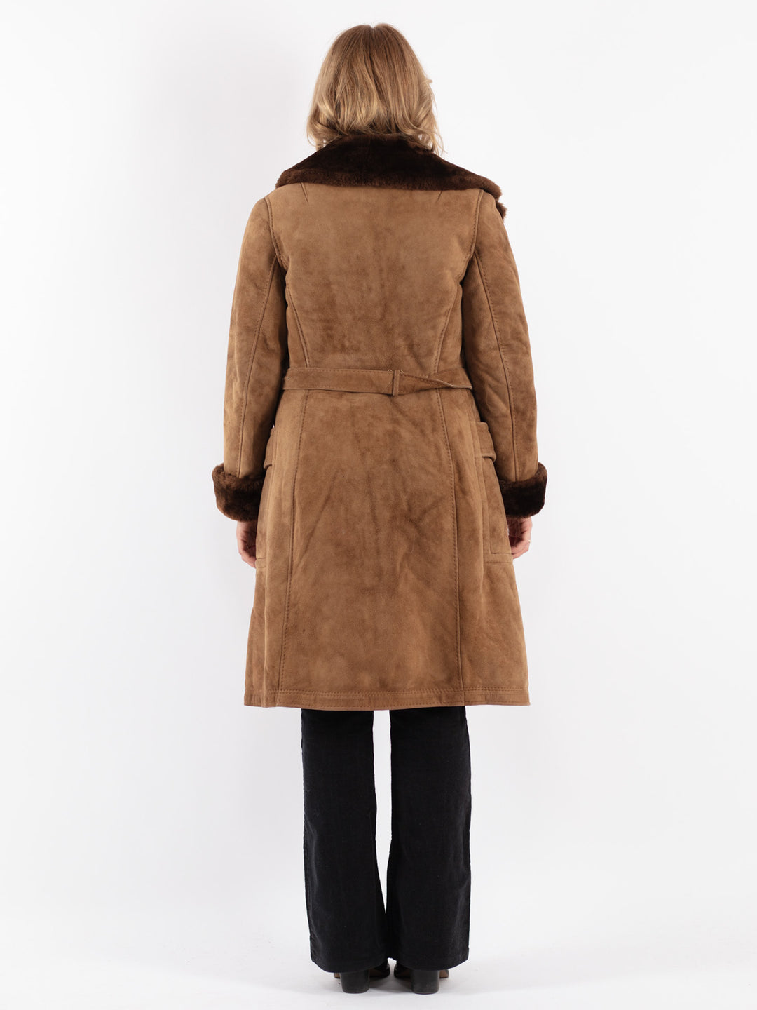 Vintage 70's Women Sheepskin Coat in Beige