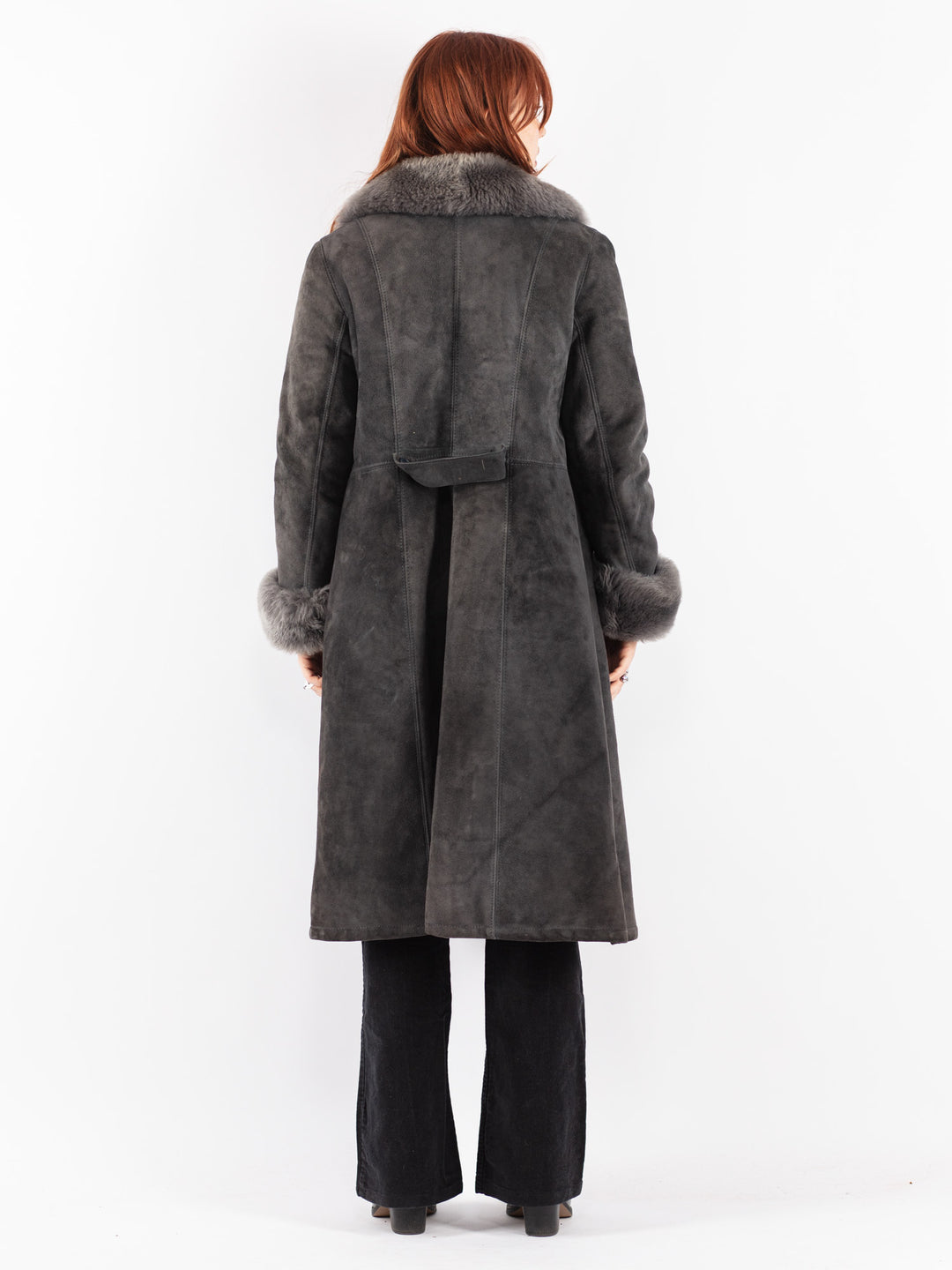 Vintage 70's Women Sheepskin Coat in Gray