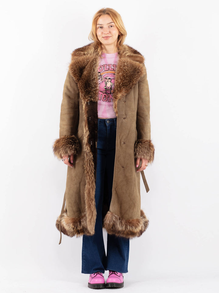 Vintage 70's Women Sheepskin Coat in BeigeV9578